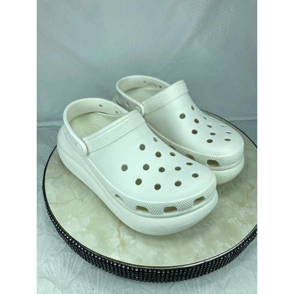 Crocs Classic Crush Platform Clogs Womens 8 White Chunky Comfort Retro Slip On